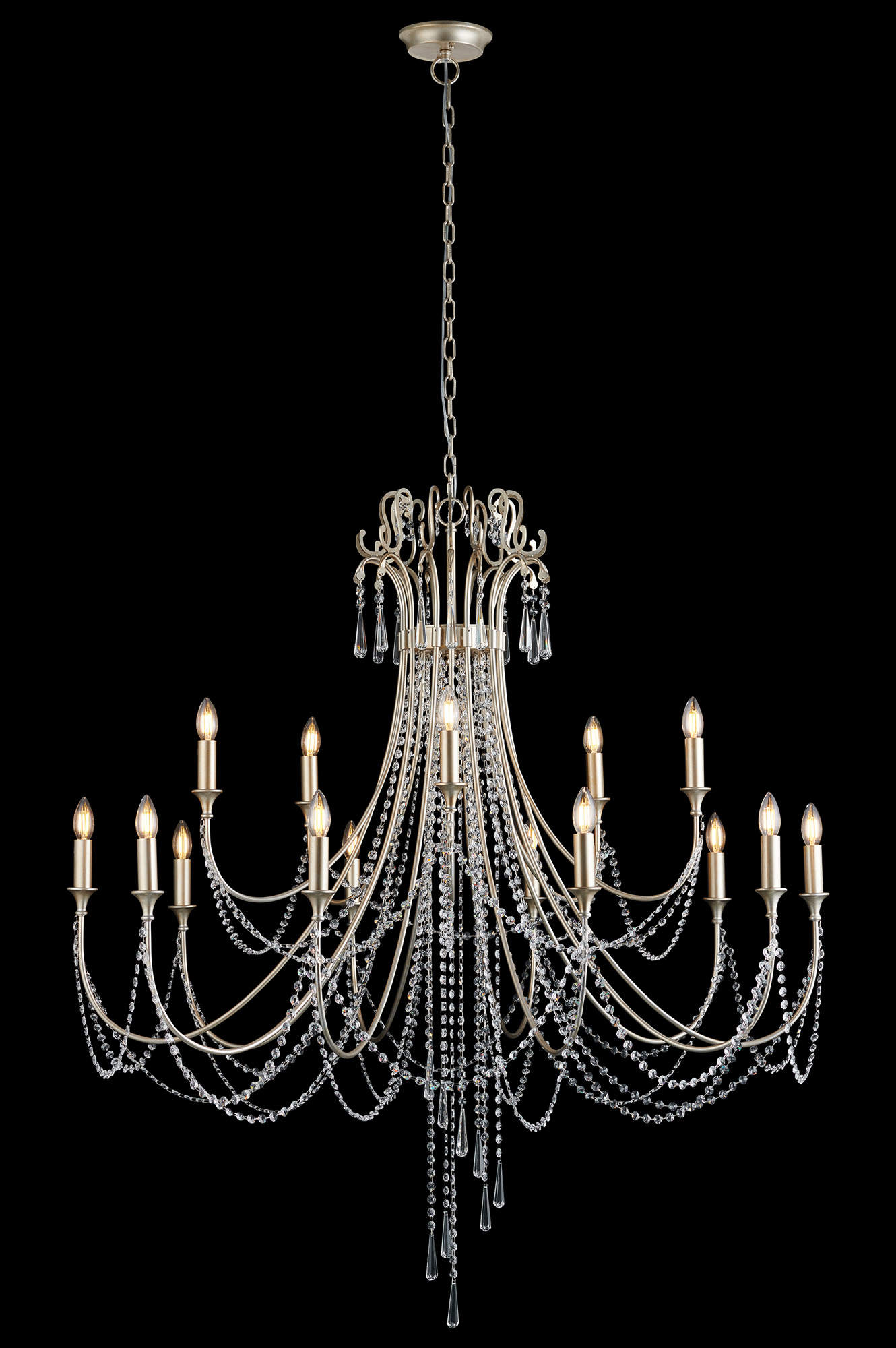 IL31847  Celine Pendant Chandelier 15 Light E14 Aged Silver